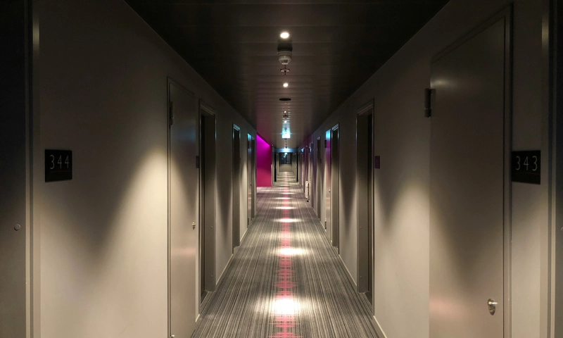 A Hallway in Moxy Berlin Ostbahnhof Hotel